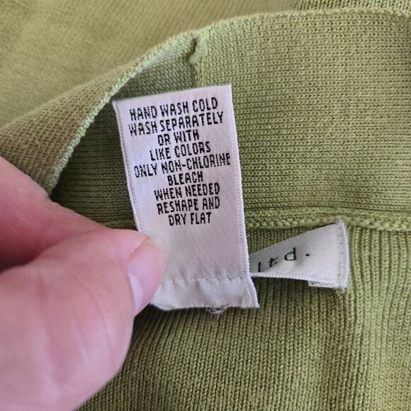 Pursuits Ltd. Vintage XL Green Silk/Nylon Blend V-Neck Cardigan Sweater Buttons - Picture 9 of 10